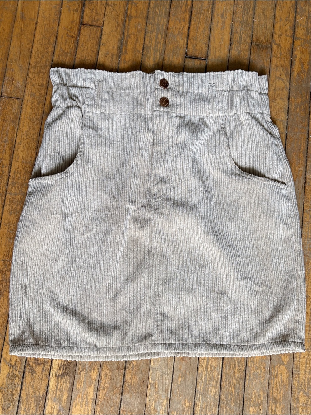 ONLY High-Waist Corduroy Mini Skirt in Beige/Tan Size Medium